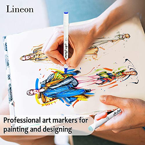 Dual Tip Alcohol Based Art Markers, Lineon 30 Colors Alcohol Marker Pens Perfect For Kids Adult Coloring Books Sketching And Card Making #TOP3