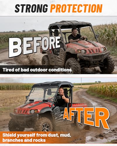 Image of MDPROMCP Vented Front Windshield Compatible with Massimo MSU 500 /700, Axis 500 /700, HiSun HS, Coleman Outfitter, Bighorn, Challenger - 2-in-1 Scratch Proof Shatterproof PC UTV Window, Heavy Duty Clear