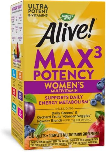 Nature’s Way Alive! Max3 Potency Women’s Multivitamin, High Potency B-Vitamins, 90 Tablets