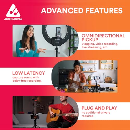 Image of Audio Array Solo Wireless Lapel Over Ear Mic|in-Built ANC,Plug N Play,LongBattery Life,Ultra-Low Latency,Upto 30M Range|Compatible with iPhone&Android|Vlogging,Streaming,Teaching,YouTube,Black|AM-W16