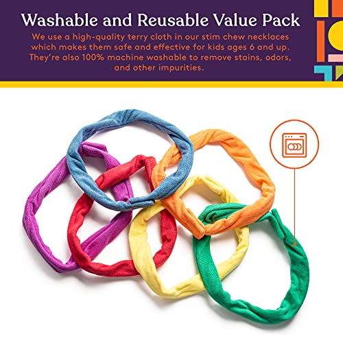 Special Supplies Chew Necklaces For Sensory Kids Boys And Girls, 6 Bands, Soft And Super Absorbent Terry Cloth, Shirt And Clothing Oral Stimulation Alternative, Reusable And Washable #TOP4