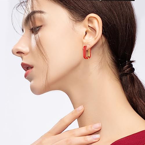 Huggie Hoop Earrings for Women, 18K Gold Plated Colorful Enamel Huggie Earrings Small Hypoallergenic Cute Jewelry Gifts3