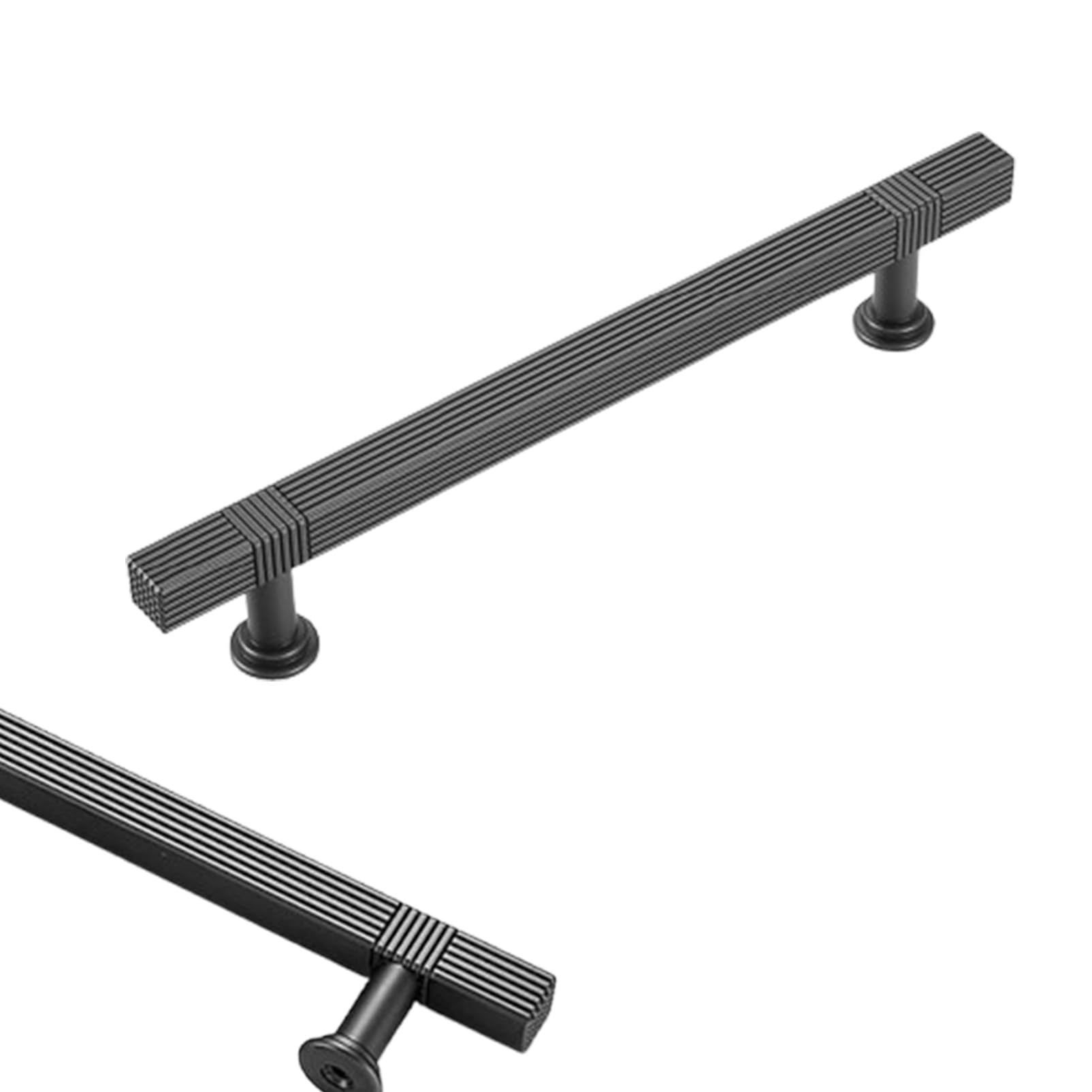 Steytemd Grey Kitchen Cabinet Handles Modern, 2 Pack Cupboard Handles With Screws-128Mm/5In