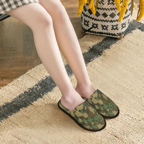 Camouflage Green Camo Slippers House Slippers Cozy Fluffy Slippers Soft Non-Slip Indoor Shoes for Women Men4
