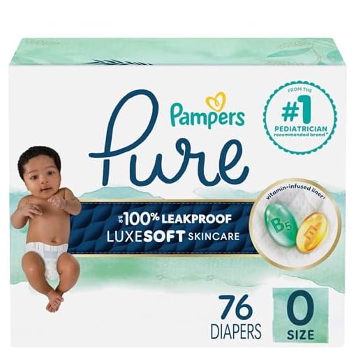 Diapers Size 0/Newborn, 76 Count - Pampers Pure Protection Disposable Baby Diapers, Hypoallergenic and Unscented Protection, Super Pack (Packaging & Prints May Vary)