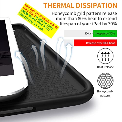 Image of DuraSafe Cases iPad 2 3 4 Gen [ iPad 4th iPad 3rd iPad 2nd Old Model ] 9.7 Inch MD522HN /A MD525HN /A MD516HN /A MG932HN /A MG942HN /A Protective Shock Proof Supportive Magnetic Cover - Black