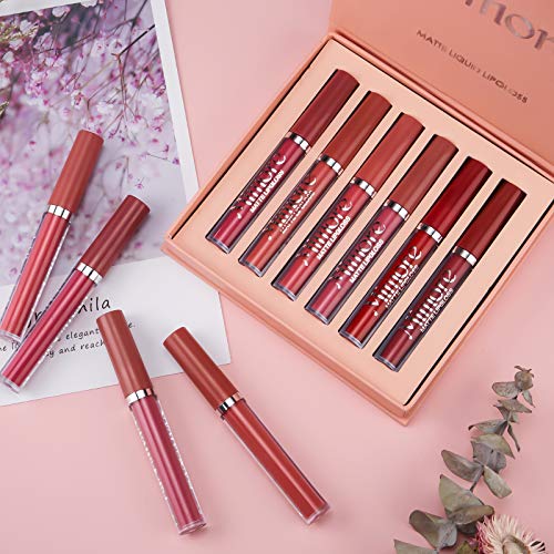 Mimore Lipstick 6pcs/set Matte Liquid Lipstick Lip Gloss Kit Long Lasting Waterproof Lip Stick Cosmetics Liquid Lipstick Gift Kit - Image 8