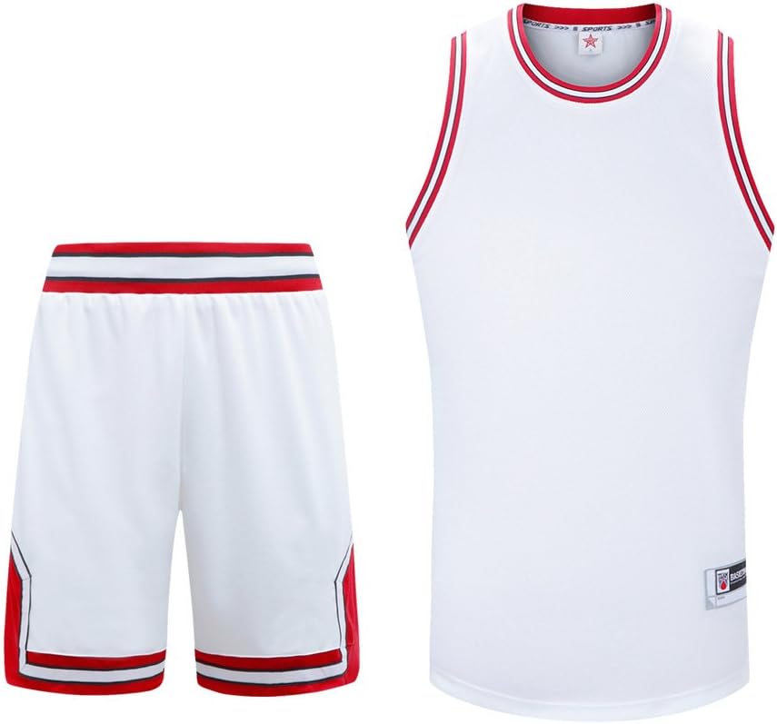 Sanheng Mens Basketball Jerseys, Basketball Uniform Top Tank Shirts and Shorts Set Sports Suit for Training Fitness