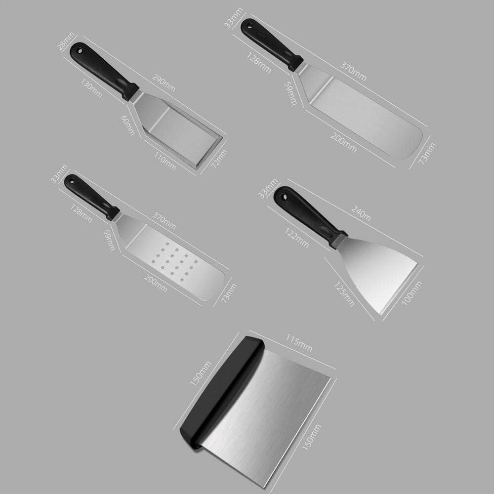Kit di Accessori per griglia Resistente da 5 Pezzi, Set di Utensili per Barbecue in Acciaio Inossidabile per Chef, Perfetto per Barbecue e Campeggio