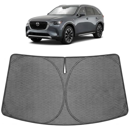Image of Proadsy Windshield Sun Shade Custom Fit Mazda CX-90 CX90 PHEV 2024-2026 Ice Crystal Black Front Window Sunshade UV and Heat Blocker Foldable Visor Keeps Car Cooler for Summer Parking and Daily Use