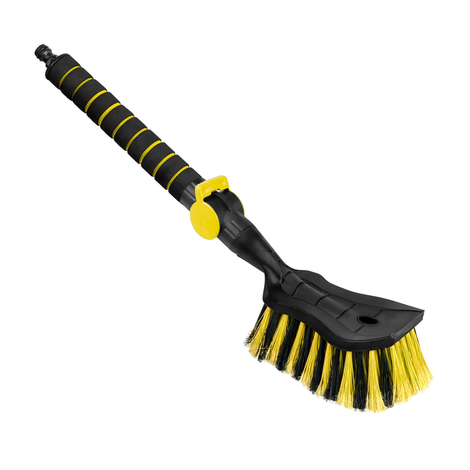 Tom PaR Waschbürste I Wasser bürste I Autowaschbürste mit Wasseranschluss I Schnellverschluss für das Wasserventil I Dicht angeordnete Borsten I Komfortabler Griff I Länge: 54 cm I Gelb