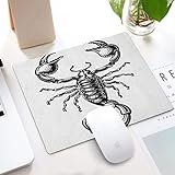  Alfombrilla Ratón Gaming, 320x240x3mm Mouse Pad con Base Goma Antideslizante,Zodiaco Escorpio Signo monocromático Bosquejo Arte de u,Seguimiento Suave y Preciso, Compatible con Ratones Láser y Ópticos