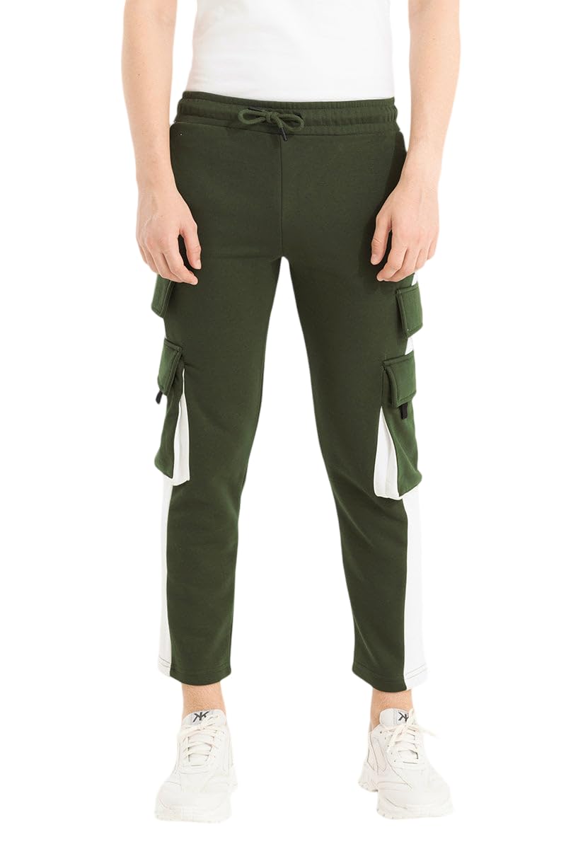 Men Cargo Pants | Slim Fit Mid Rise Elastic Waistband with Drawstring | Cotton Fabric with 6 Utility Pockets for Casual Wear, College & Street Style-image-31