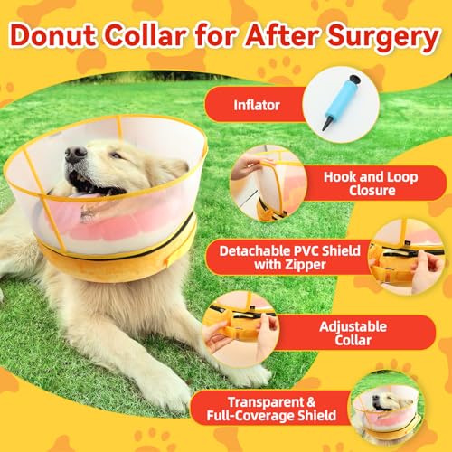 Image of Upgraded Inflatable Dog Cone Collar to Stop Licking, Soft Dog Donut Collar