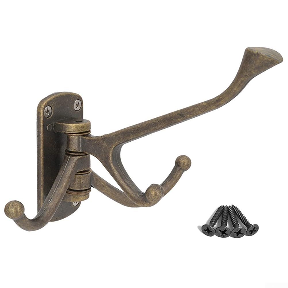 Elegant Bronze 3-Arm Swivel Hook Foldable Wall Mount Hanger Towels Bags