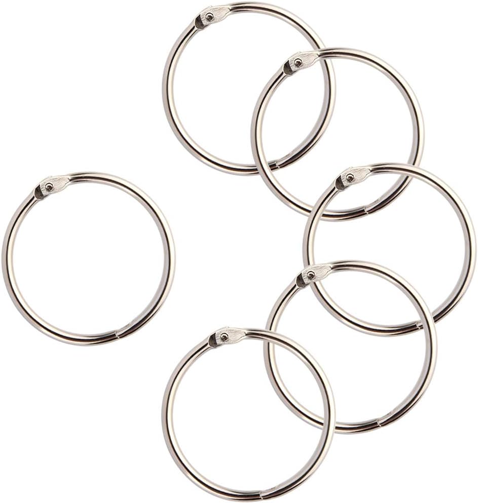 FEPITO 15 Pack 1.8 Inch Diameter Book Loose Leaf Binder Rings Key Keychain Rings, Silver Index Card Rings