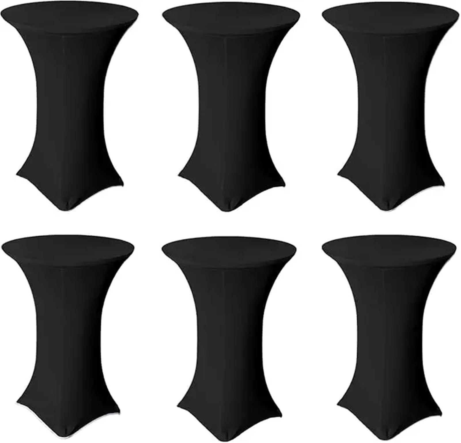 Xinglongs Spandex Cocktail Table Cover 6pcs Black Spandex Cocktail Table Covers, 32x43 Inch Stretch Round Tablecloths for Folding Tables
