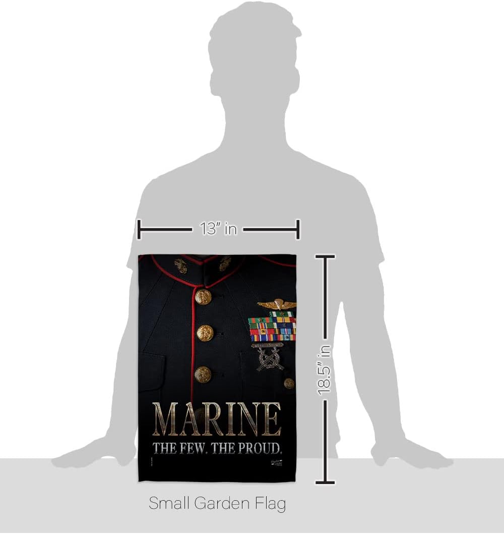 Dress Blue Marine Garden Flag - Set Wall Holder Armed Forces Corps USMC Semper Fi United State American Military Veteran Retire Official - House Banner Small Yard Gift Double-Sided 13 X 18.5