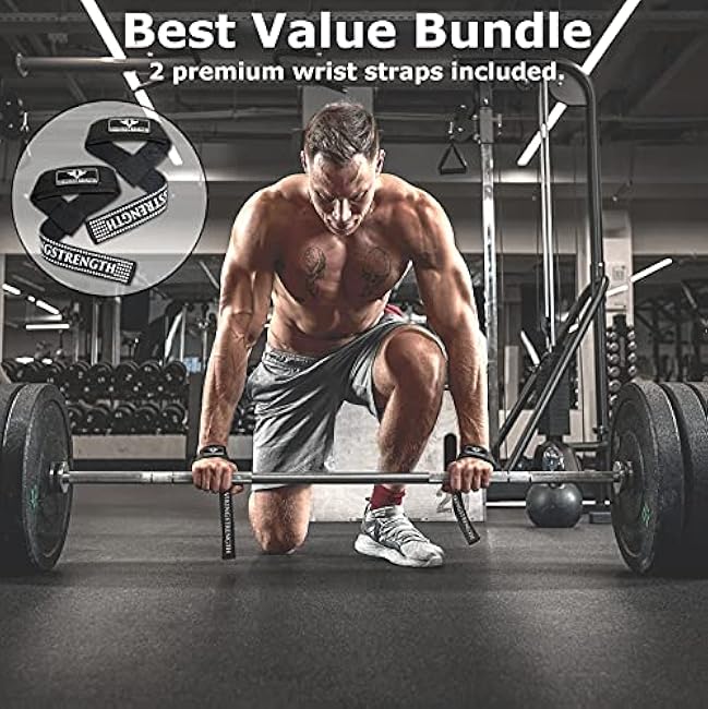 Vikingstrength Premium Weight Lifting Belt with Lifting Straps, Gym Weightlifting Belt for Men and Women, perfect for Squat, Powerlifting, Crossfit and Deadlifting M-4XL + V-Strength Workout App