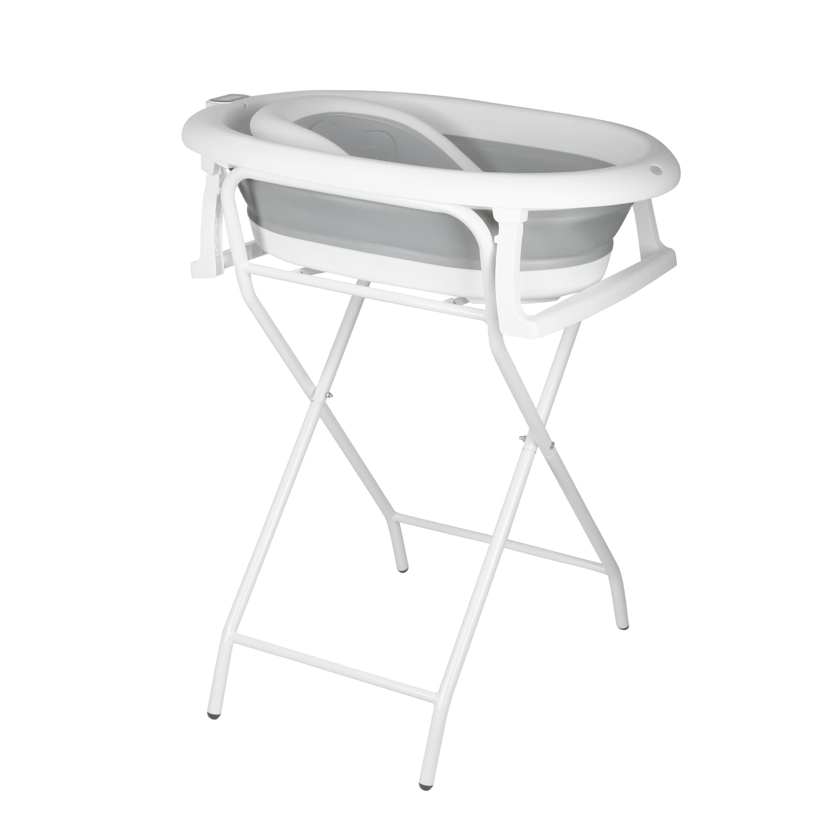 Baby Badewanne Faltbare Babybadewanne, Baby Bathtub Babywanne Wanne Faltbar mit Badewannenhocker, Rutschfeste Tragbare Reisedusche Badebecken Duschwanne für Neugeborene (Grau, 81 * 47 * 90 cm)