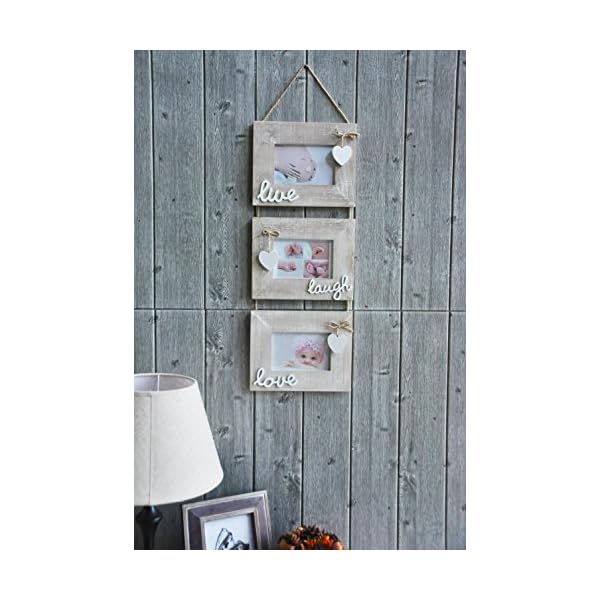 Yaetm Live Laugh Love Collage Bilderrahmen zum Aufhängen, 10,2 x 15,2 cm, Massivholz, 3 Bilderrahmen-Set, Wandhalterung… – Bild 7