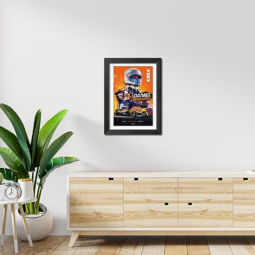 Image of TenorArts Daniel Ricciardo Poster F1 Driver Posters Formula One Photo Frame Painting with Matt Finish Black Texture (12 inches x 9inches)