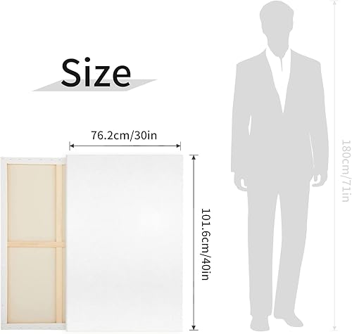 Miniatura 5 de Lienzo grande para pintura, paquete de 2 lienzos preestirados de 30 x 40 pulgadas, imprimados cinco veces 100% algodón, suministros de arte para