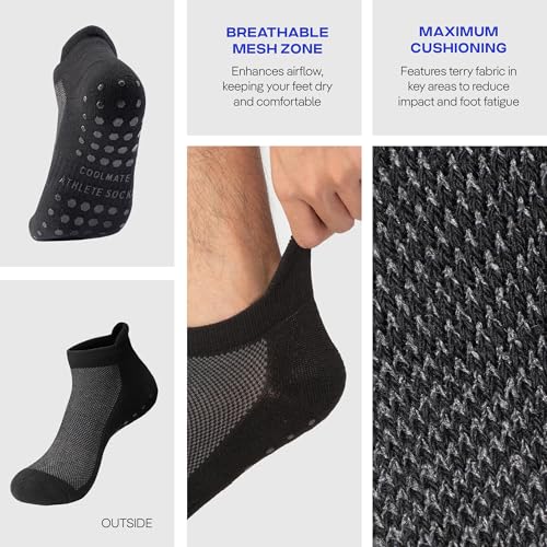 Image of CoolMate Mens Grip Socks, Non Slip Athletic Socks for Pilates, Yoga