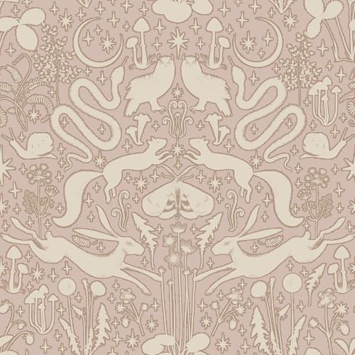 Livelynine 17.5x276 Pink Peel and Stick Wallpaper Floral Whimsical Woodland
