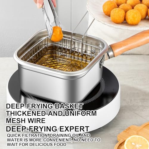 Friteuse avec panier – Poêle à frire pour le camping, la maison, pour les frites, le poisson, – Image 4