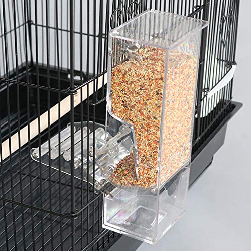 鳥自動給餌器鳥用餌給餌器餌給餌器食器透明アクリル素材大容量防水固定餌殻の浪費防止餌の飛び散り防止安心出張旅行留守号小型動物文鳥かご掛け