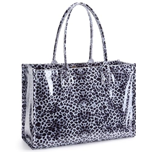 Image of KALIDI PVC Tote Bag Women's Kraft Paper Work Handbags Purses with Top Handle