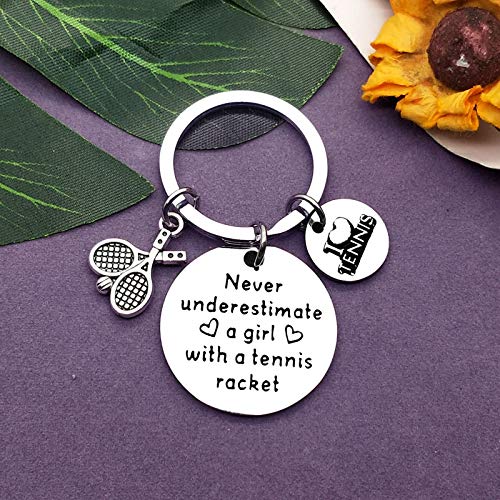 Tennis Lover Jewelry Gift Tennis Gift Keychain for Girls Teens Tennis Girl Jewelry Tennis Player Gift Inspirational Gift for Tennis Girl Christmas Birthday Graduation Gift