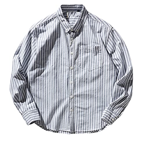 Chemise de travail vintage homme manches longues bleu XL coton Oxford décontracté