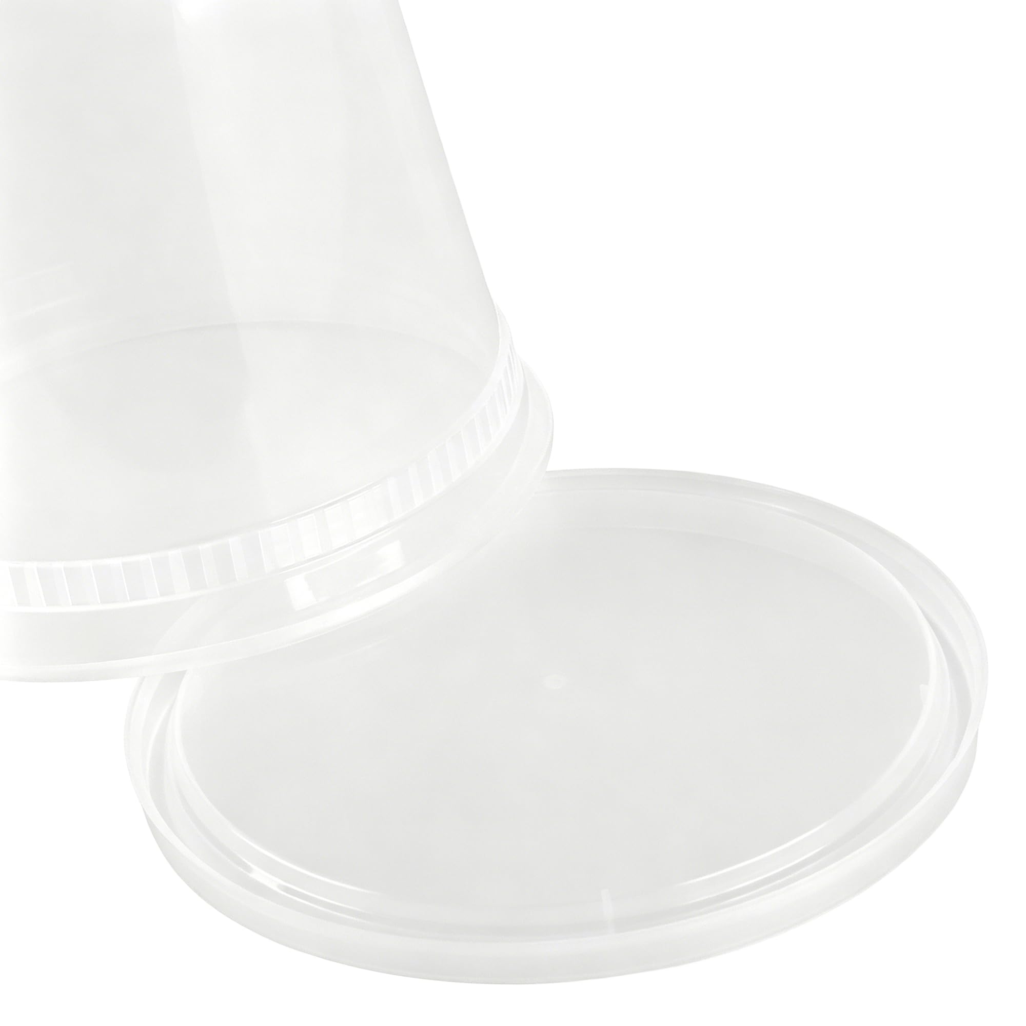 SEUNMUK 48 recipientes redondos de plástico con tapas, recipientes reutilizables de almacenamiento de sopa de 24 onzas, vasos de delicatessen a prueba de fugas, recipiente redondo para preparación de