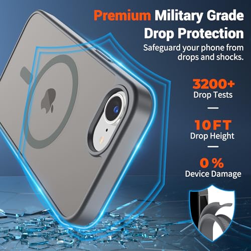 Image of SUPFINE Magnetic for iPhone 17e Case /iPhone 16e Case (Compatible with MagSafe)(Military Grade Drop Protection) Slim Translucent Matte Shockproof with Anti-Fingerprint Phone Case,Gray