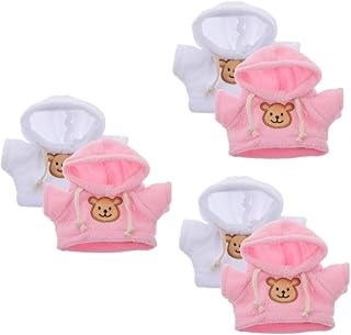 Toyvian 6 Pçs Mini Acessórios Mini Boneca Carebear Acessórios Decorativos De Urso Com Capuz Traje De Boneca De Pelúcia Moletom Com Capuz Bebê Babydoll Roupas De Bebê Roupas Urso Animal