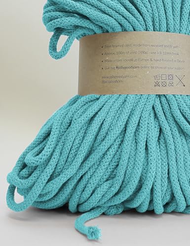 5mm Braided Macrame Cord Rope by Jolly Good Yarn, Soft Recycled Cotton, 100m (500g), Wall & Plant Hangers, Textile Jewellery - Image 2
