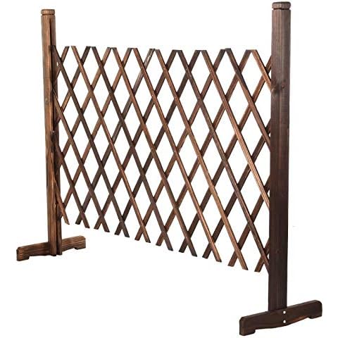 CellDeal Solid Wood Expanding Fence Mobile and Movable Fence Gardeners & Pet Owners Fold-able Design and Lightweight H:90cm x W:30-150 cm From Natural Wood Cover