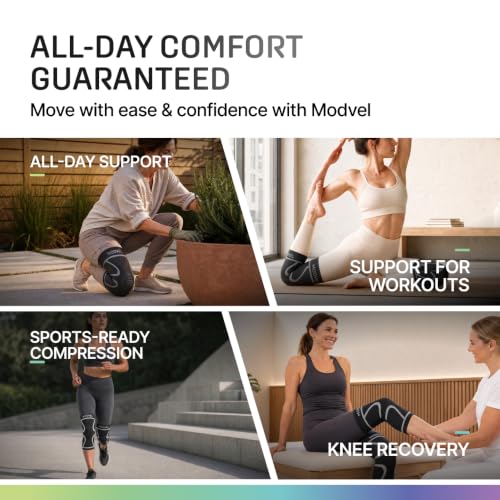 Image of Modvel Nylon 2 Pack Knee Brace Compression Sleeve For Men & Women|Knee Support For Running|Medical Grade Knee Pads For Meniscus Tear, Acl, Arthritis, Joint Pain Relief. (Xl)