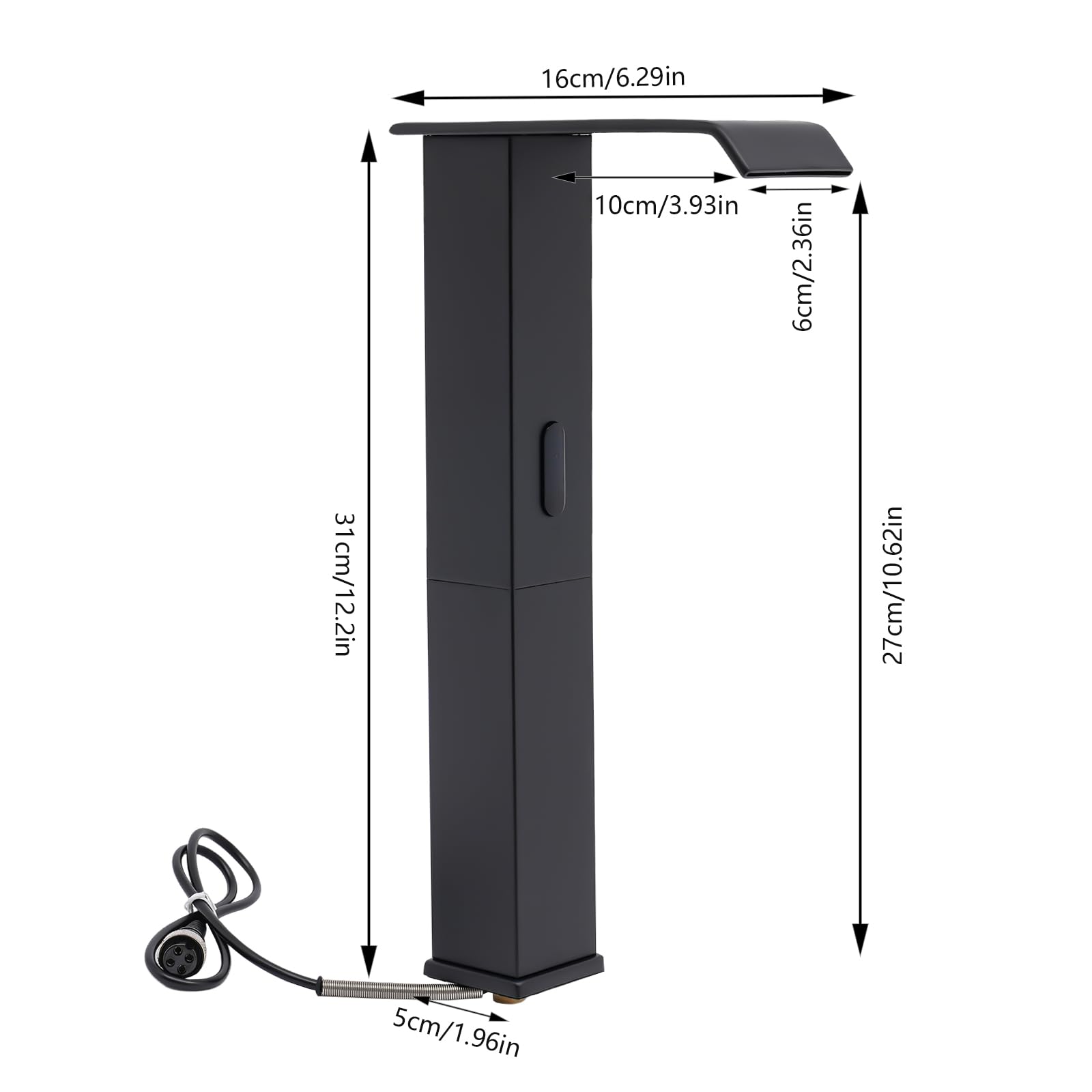 Touchless Bathroom Vessel Sink Faucet,Black Automatic Sensor Actived Bathroom Faucet Bath Lavatory Vanity Hands Free Water Tap Mixing Valve,Temperature Adjustable Waterfall Water Tapfor (Style 1)