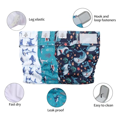 Image of CuteBone Washable Dog Diapers Female No Tail Hole 3 Pack Reusable Doggie Period Training Pants for Docked-Tail Frenchie French Bulldog Boston Terrier Without Tail WWD25XL