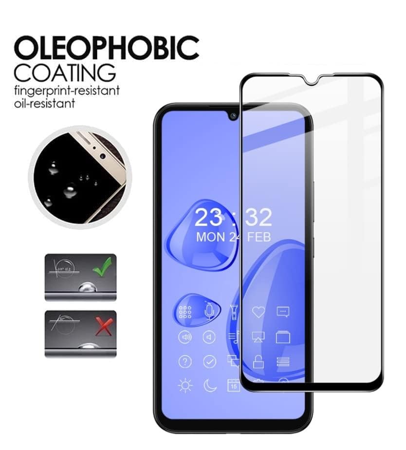 Image of Tempered Glass Screen Protector Compatible for OPPO A59 5G with Edge to Edge Coverage and Easy Installation Kit, Pack of 1, Black