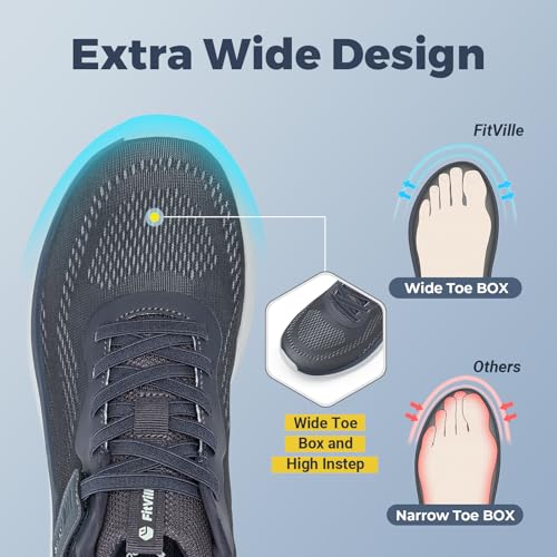 Image of FitVille Wide Walking Shoes for Men Extra Wide Width Sneakers with Arch Support Comfortable Lightweight Running Shoes for Men for Gym-Cloud Wanderer V22