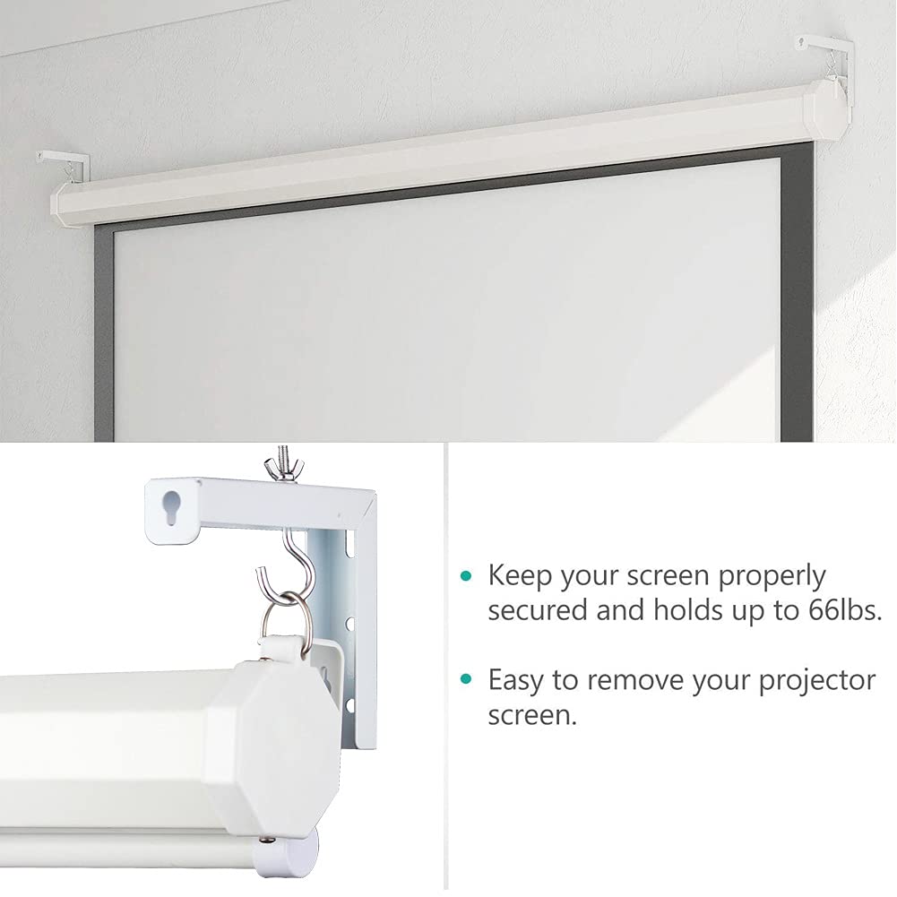 Support mural universel pour écran de projecteur, 1 paire de supports en L, kit de crochets de montage réglables (blanc)