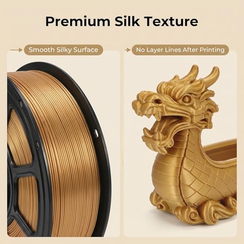 Image of PLA Filament 1.75mm Bronze Gold 1KG, Clog-Free 3D Printer Filament Dimensional Accuracy + /- 0.02mm, 1kg Spool(2.2lbs) 3D Printing Filament Fits for Most FDM 3D Printers