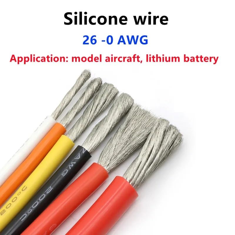 Cable de silicona súper suave 16, 14, 11, 10, 9, 8, 7, 6, 4, 3, 2 AWG, cobre estañado, 5 metros, modelo de avión, cable de conexión de batería de litio (rojo, 5 metros_3 AWG)