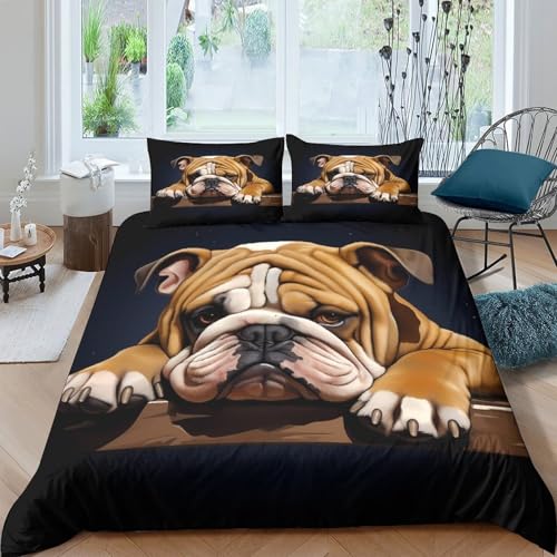 Parure de lit 3D Bouledogue hypoallergénique, textile microfibre résistant de qualité - 4