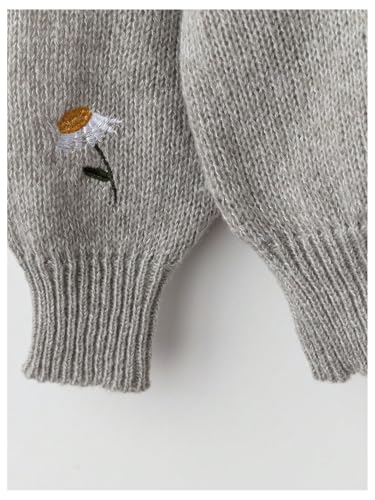 SHENHE Women's Plus Size Floral Embroidered Sweater Crochet Knit Crew Neck Asymmetrical Hem Sweaters4