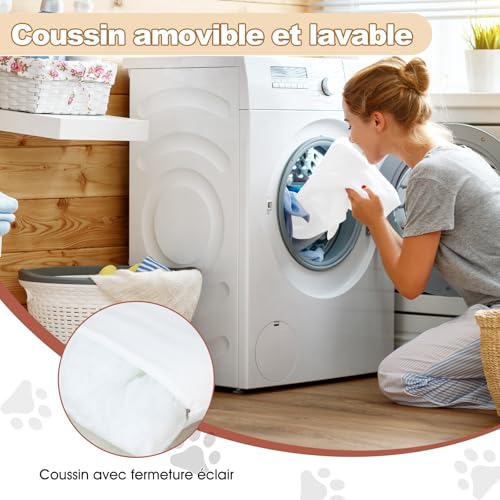 Haustierzelt, Tipi-Spielzelt für Tiere mit abnehmbarer Innenkissen, Innenhundehaus für Hunde/Katzen (Weiß, M)